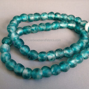 African-Beads-Ghana-KroboEthnic-Glass-Round-11-to-12mm-mottled-turquoise.strand