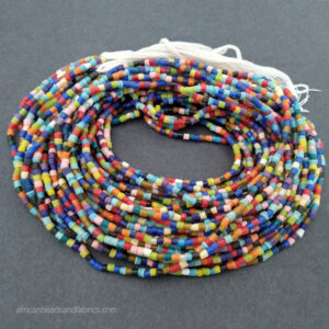 African waist seed beads Ghana Krobo Recycled Glass 3mm Multicoloured African waist seed beads Ghana Krobo Recycled Glass 3mm Multicoloured