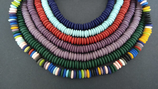 African-Beads-Ghana-Krobo-Ethnic-Recycled-Glass-Doughnut-Discs-10-to-11-mm-all-colours