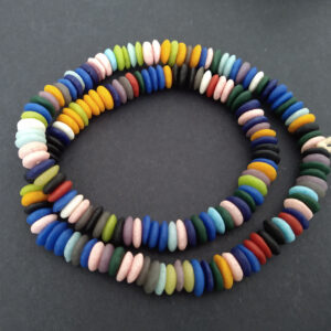 African-Beads-Ghana-Krobo-Ethnic-Recycled-Glass-Doughnut-Discs-10-to-11-mm-dark-multi