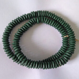 African-Beads-Ghana-Krobo-Ethnic-Recycled-Glass-Doughnut-Discs-10mm-dark-green