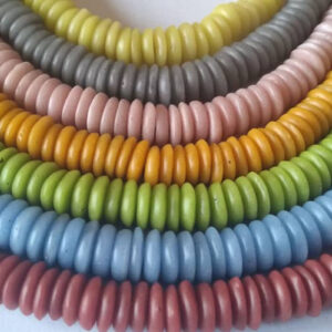 African-Beads-Ghana-Krobo-Ethnic-Recycled-Glass-Doughnut-Discs-14-to-15mm-all-colours
