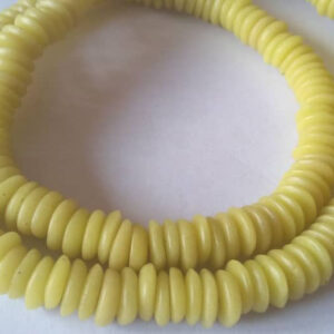 African-Beads-Ghana-Krobo-Ethnic-Recycled-Glass-Doughnut-Discs-14mm-lemon