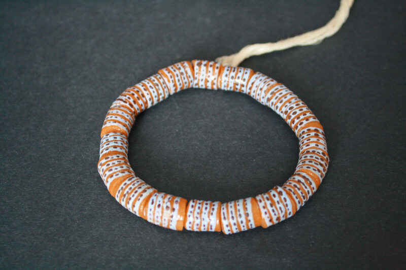 African-Beads-Ghana-Krobo-Recycled-Glass-Deep-Peach-Chunky-Tubes
