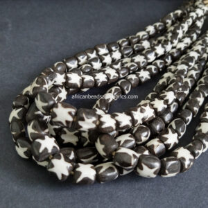 African-Beads-Kenyan-Bone-Medium-tubes-10-to-12-mm-batiked-cream-and-black-stars
