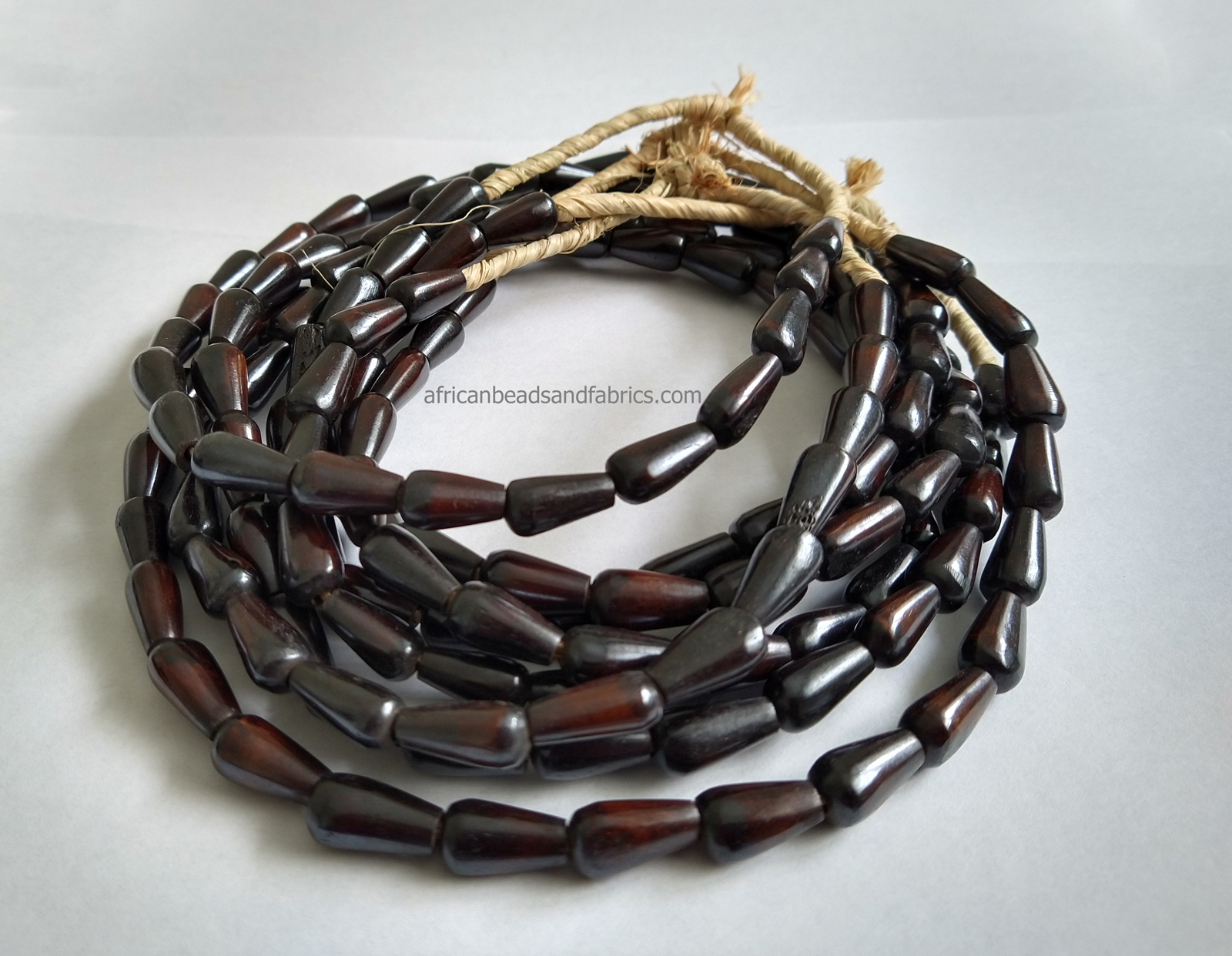 Dark African Convex Cone Bone Beads Handmade Kenyan Craft, 15mm