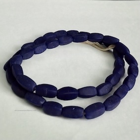 African Beads Recycled Glass Tubes Cobalt Blue