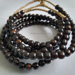 African Bone Beads Ethnic Kenyan Craft, 9-10mm, Round, Handmade Black/Dark Brown Tones
