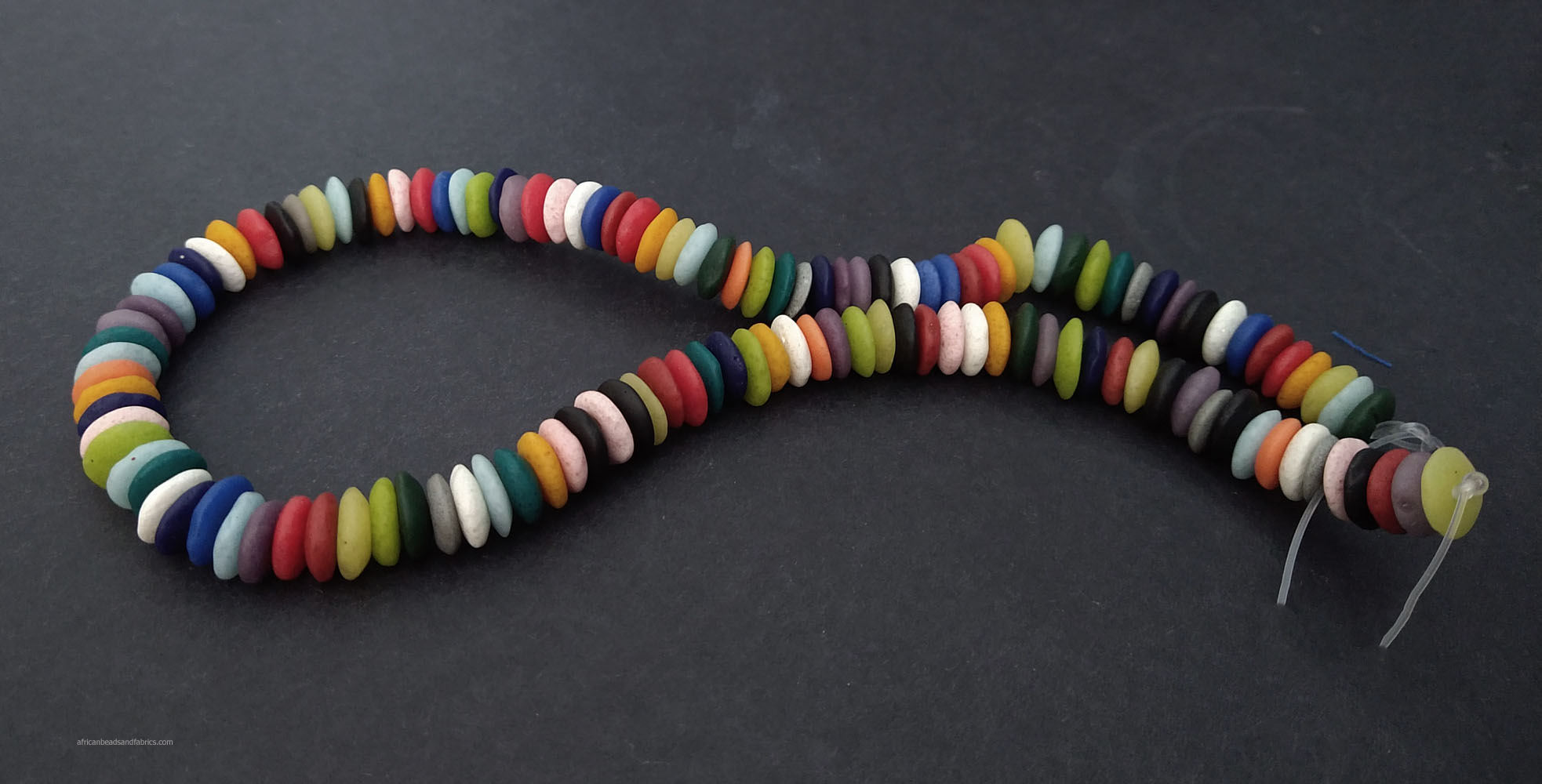 AFRICAN-BEADS-GHANA-KROBO-ETHNIC-RECYCLED-GLASS-DOUGHNUT-DISCS-10-TO-11-MM-MULTI-COLOURS-42