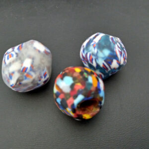 African-Beads-Bicone-Refashioned–Glass-Grey-Blue-Multi