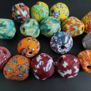 African-Beads-Bicone-Refashioned–Glass-Mixed-Lot