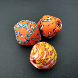 African-Beads-Bicone-Refashioned–Glass-Orange