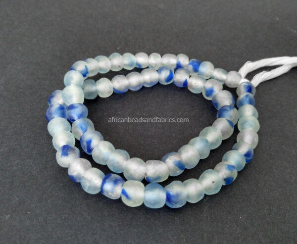 African-Beads-Ghana-KroboEthnic-Glass-Round-10mm-blue-and-clear