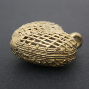 African-Brass-Pendant-Hollow-Heart-Pod-mesh-side-view