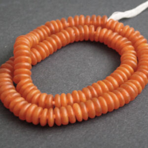 African-Disc-Beads-Orange-Recycled-Glass-10-to-12-mm-semi-opaque