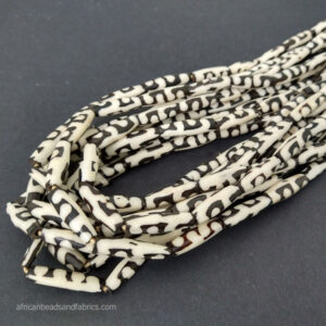 Long-African-Tube-Beads-Cream-And-Black Long-African-Tube-Beads-Cream-And-Black