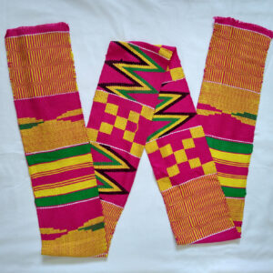 African-Ethnic-Kente-Cloth-Black-Fathia-Nkrumah-strip-pink-lemon