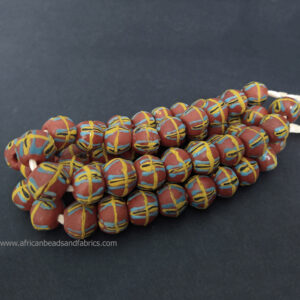 African-King-Beads-Ghana-Krobo-Ethnic-Recycled-Glass–Bicones-Maroon-Strand