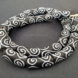 Black African Beads, Ghana Ethnic Krobo Recycled Glass 25mm Handmade