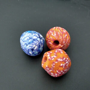 African-Beads-Bicone-Refashioned-Blue-Orange-Red-Pack-of-3