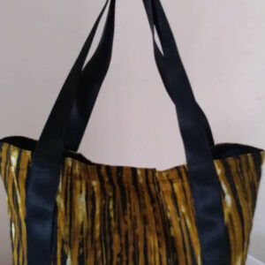 Tote-bag-in-African-batik-fabric-stripey-gold-and-black