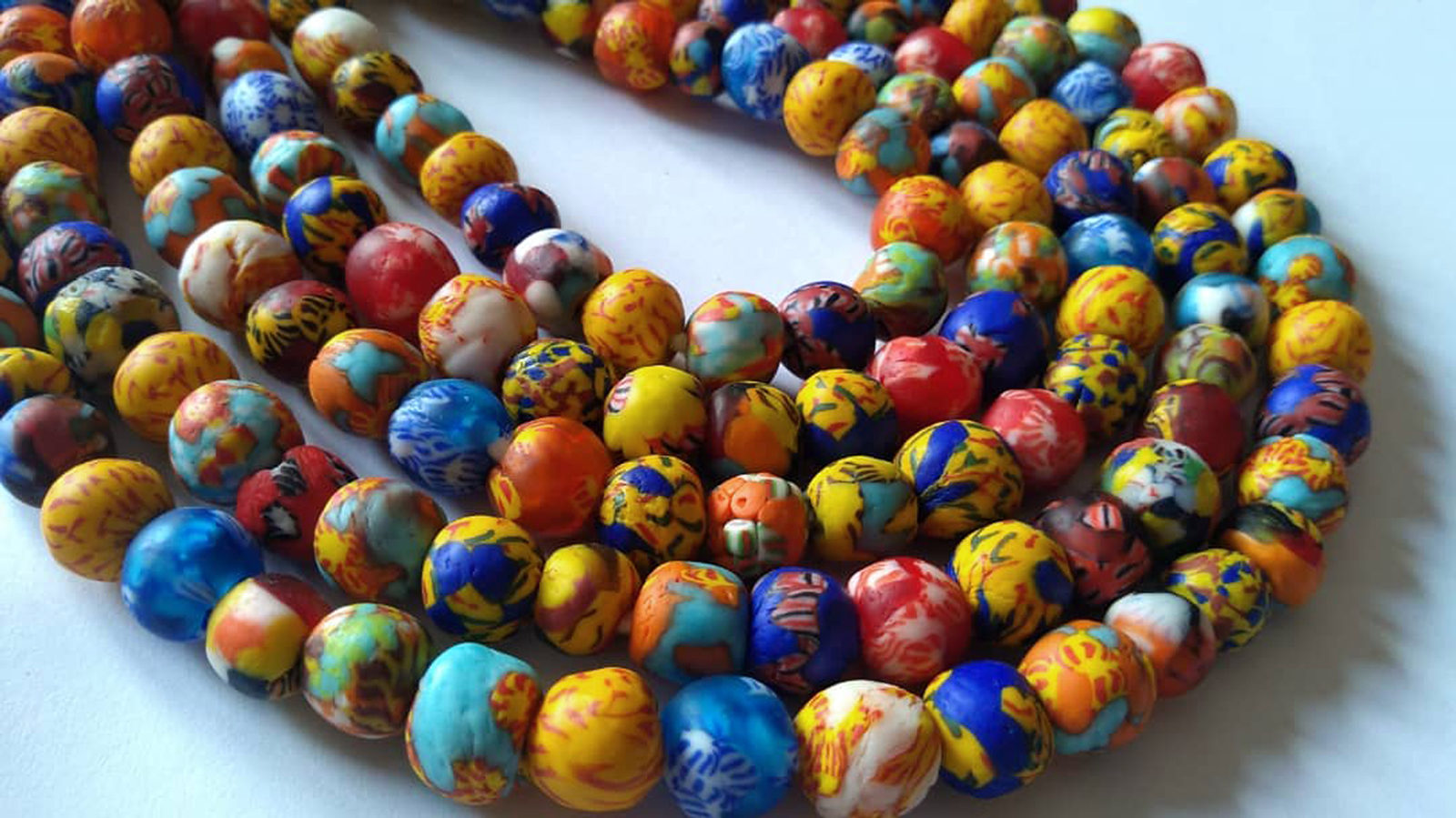 Afican-Beads-Ghana-Refashioned-Glass-Round-mixed-lot-10-to-11mm