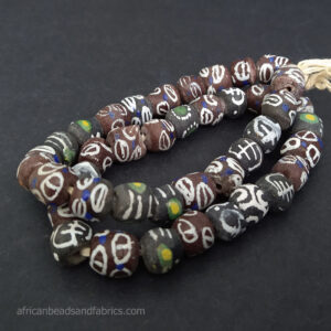 African-Beads-Ghana-Krobo-Recycled-Glass-Painted-Mix-Lot-13-mm