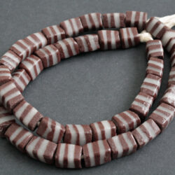 African Cuboid Beads, Ghana Krobo Recycled Glass, 15mm Brown