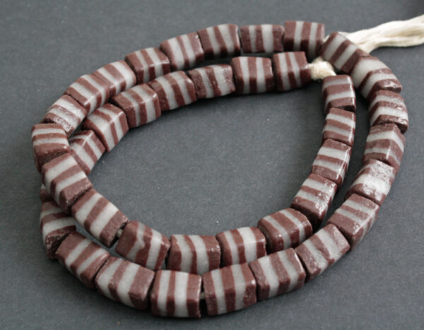 Brown-African-Beads-Ghana-Krobo-Cuboid-Chocolate-brown-and-milky-white