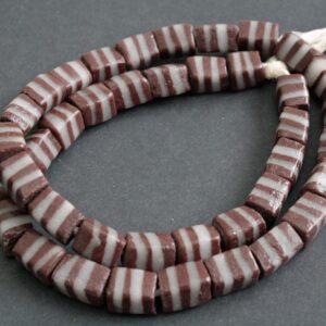Brown-African-Beads-Ghana-Krobo-Cuboid-Chocolate-brown-and-milky-white Brown-African-Beads-Ghana-Krobo-Cuboid-Chocolate-brown-and-milky-white