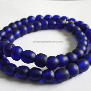 African-Beads-Ethnic-Ghana-Krobo-Recycled-Glass-10-to-11mm-cobalt-blue