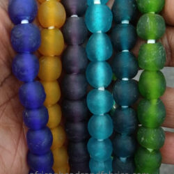 Round African Beads, Ghana Recycled Glass 10-11mm Handmade