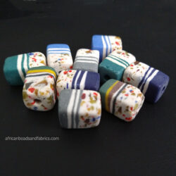 African Beads, Ghana Recycled Glass, Cuboid, Krobo, 17-20 mm, Handmade