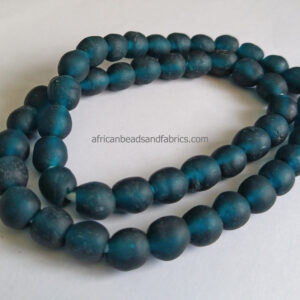 African-Beads-Krobo-Ghana-Recycled-Glass-10-to11mm-petrol-blue