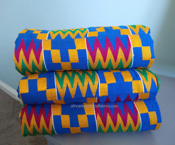 Kente-Fabric-Ghana-Handwoven-Cotton-Cloth-Fathia-design-Blue