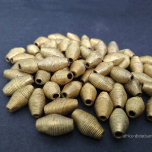 African-Beads-Ghana-Brass-Ethnic-Lost-Wax-Craft-bicone-stripes-20mm