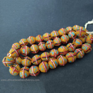 African-Beads-Ghana-Krobo-Bicone-King-Beads-Gold-Blue-2