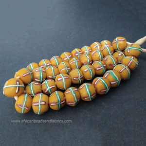 African-Beads-Ghana-Krobo-Bicone-King-Beads-Gold-Green2