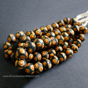 African-King-beads-Ghana-Krobo-Recycled-Glass-bicones-black-gold