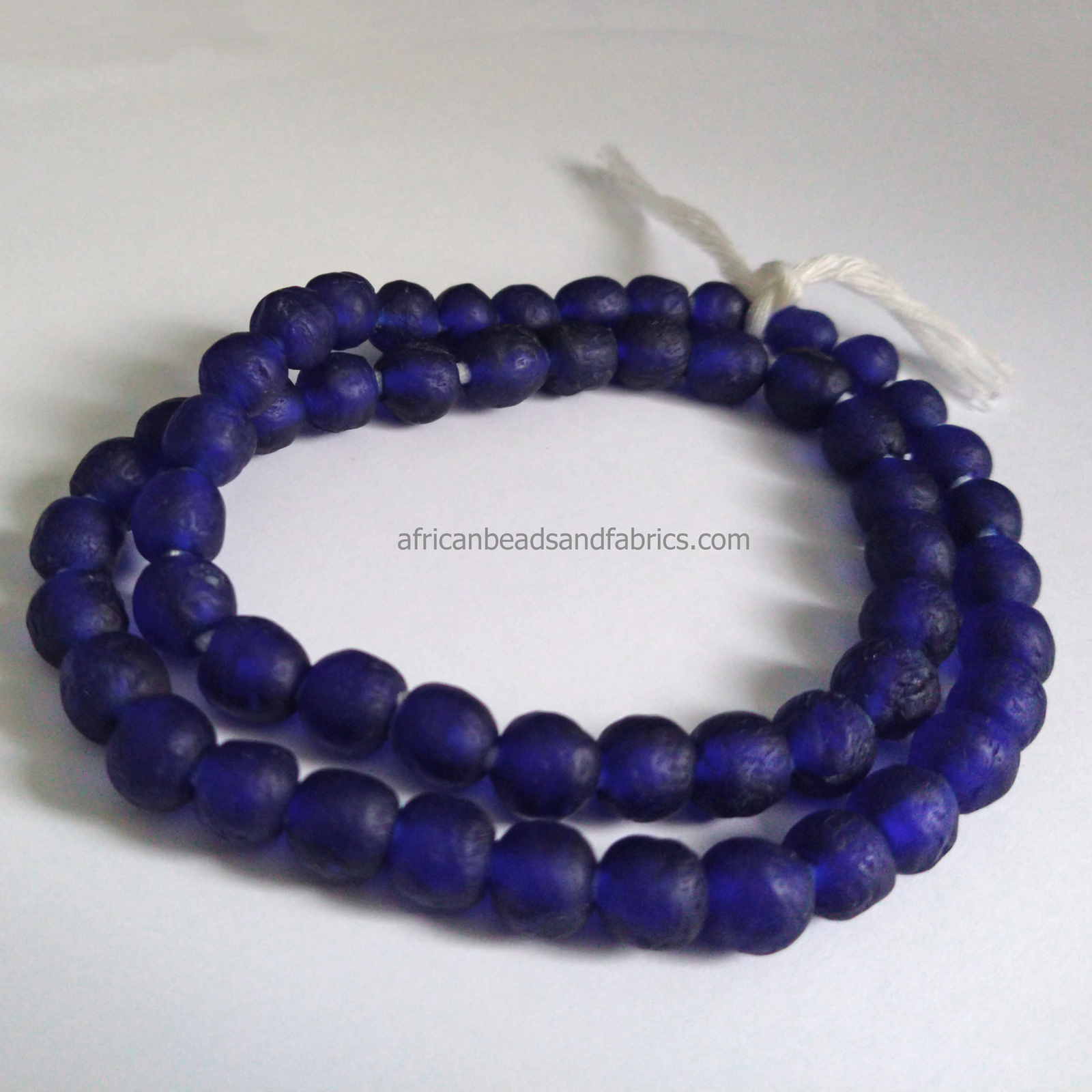 African-Beads-Ethnic-Ghana-Krobo-Recycled-Glass–8-to-9mm-Cobalt-blue