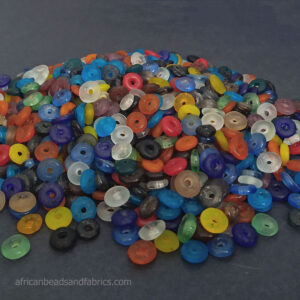 African-Beads-Ghana-Krobo-Recycled-Glass-Translucent-Disc-Donuts-Mixed-Lot African-Beads-Ghana-Krobo-Recycled-Glass-Translucent-Disc-Donuts-Mixed-Lot