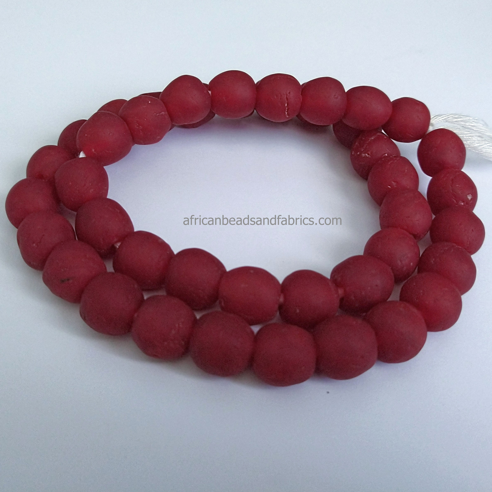 African-Beads-Ghana-KroboEthnic-Glass-Round-12-to-14mm-red