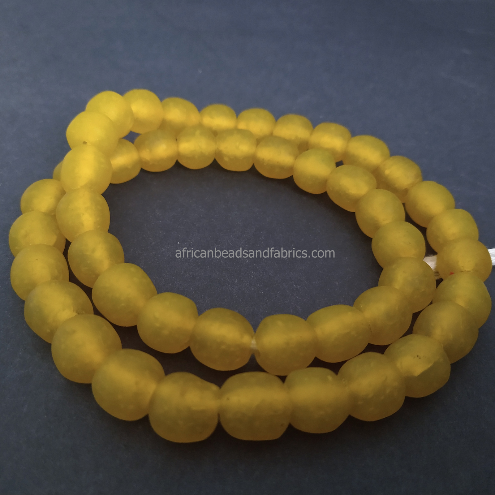 African-Beads-Ghana-KroboEthnic-Glass-Round-13-to-14-mm-yellow-round