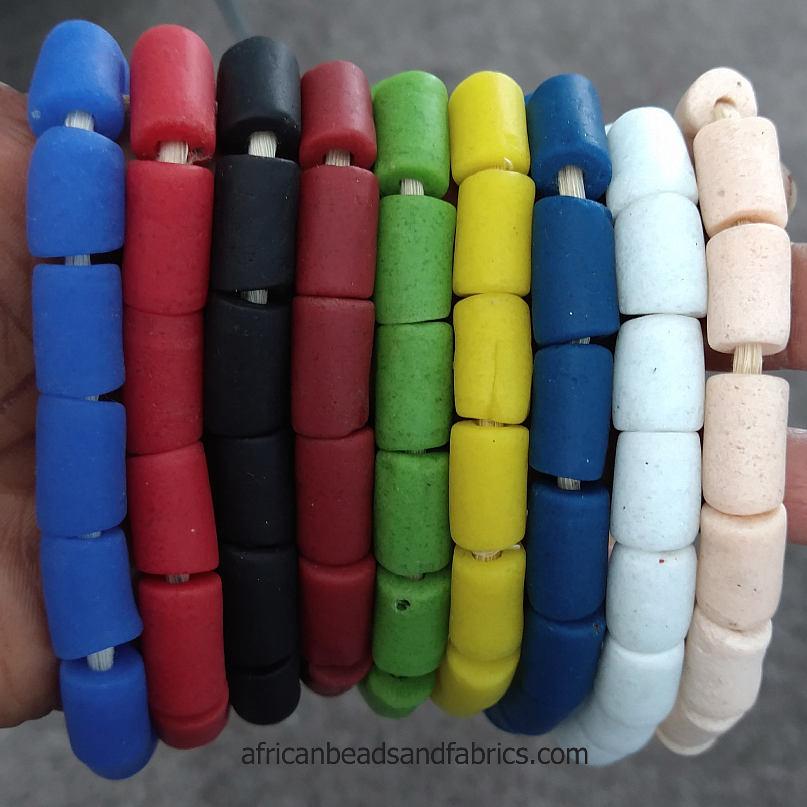 African-Beads-Krobo-Ghana-Recycled-Glass-15-mm-tubes