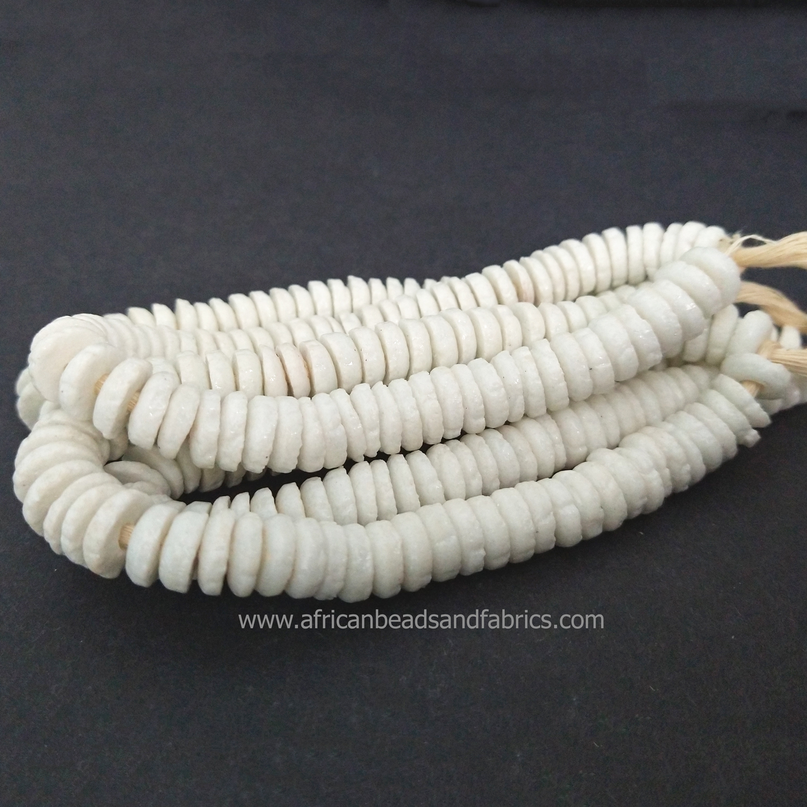 African-Beads-Krobo-Ghana-Recycled-Glass-Discs-10-to-11mm-white