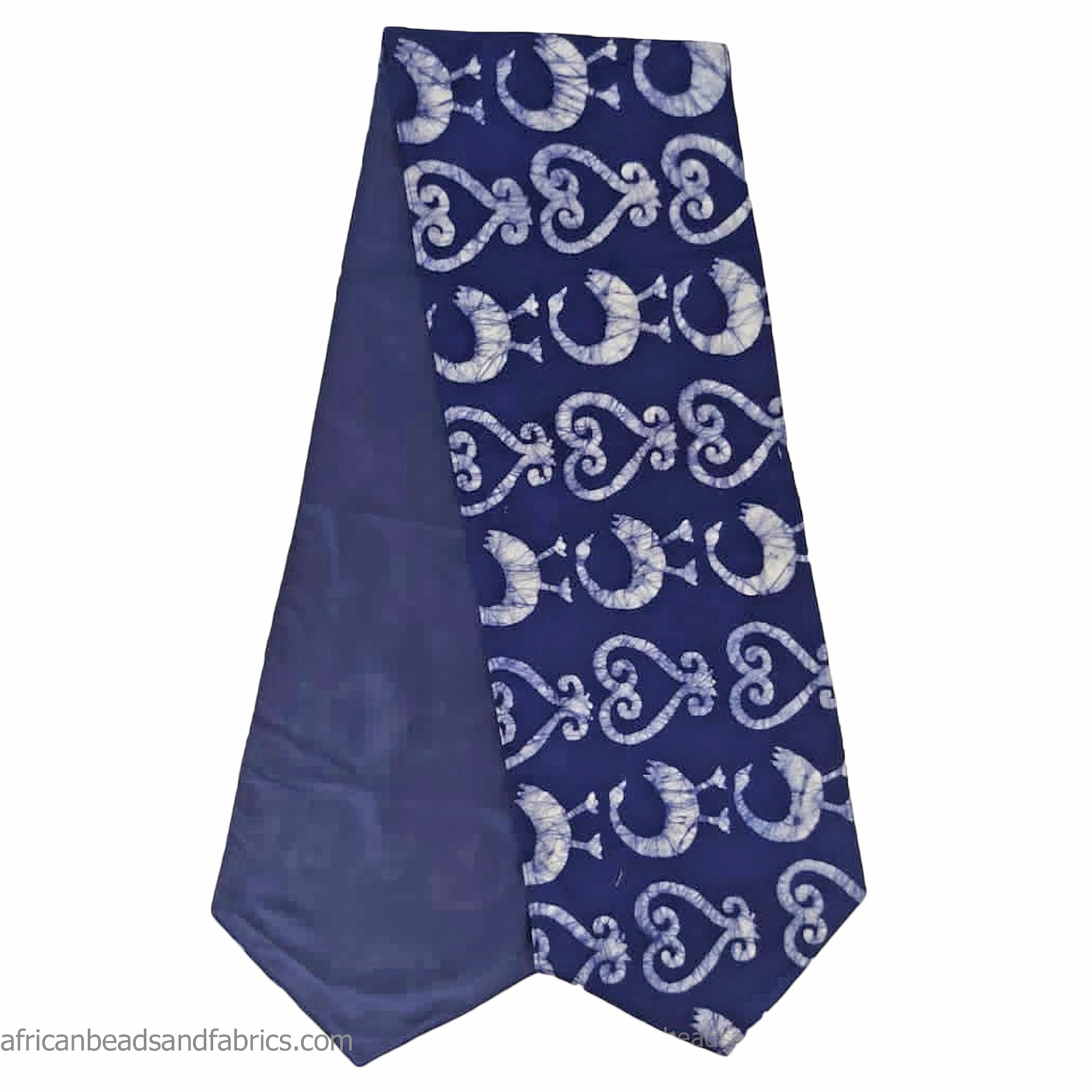 Table-Runner-in-African-Batik-Fabric-with-Adinkra-Sankofa-Symbols-Navy