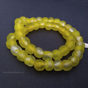 african-beads-ghana-krobo-recycled-glass-mottled-luminous-yellow-14mm-round african-beads-ghana-krobo-recycled-glass-mottled-luminous-yellow-14mm-round