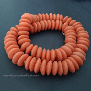 African-Beads-Ghana-Krobo-Ethnic-Recycled-Glass-Doughnut-Discs-20mm-orange African-Beads-Ghana-Krobo-Ethnic-Recycled-Glass-Doughnut-Discs-20mm-orange
