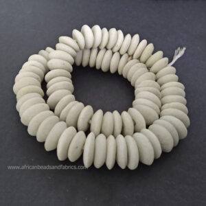 African-Beads-Ghana-Krobo-Ethnic-Recycled-Glass-Doughnut-Discs-20mm-white African-Beads-Ghana-Krobo-Ethnic-Recycled-Glass-Doughnut-Discs-20mm-white