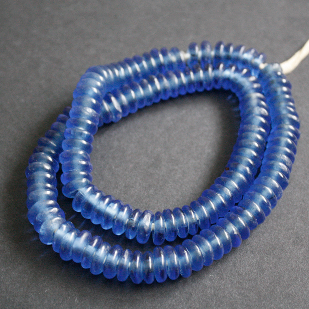 African-Beads-Ghana-Recycled-Glass-Disc-Spacers-Blue-10-mm